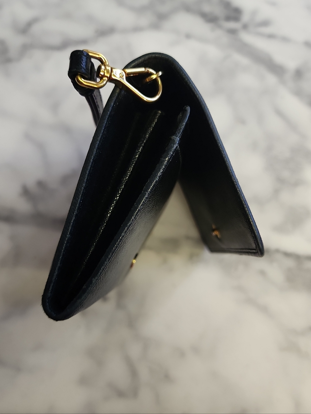 Authentic Black Saffiano Leather Prada Bifold Wristlet Wallet - Picture 3 of 9